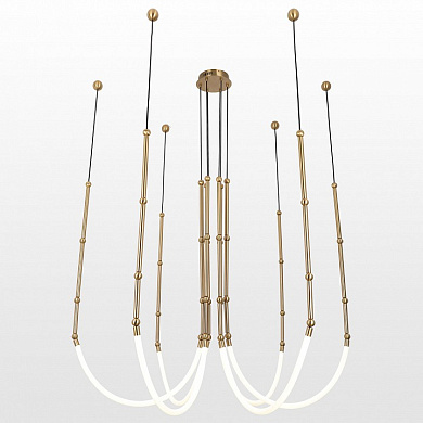 подвесной светильник с дугообразными трубками и золотыми акцентами