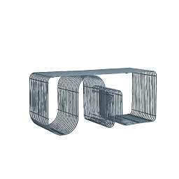 505880322081 AYTM CURVA Скамейка из металла в голубом оттенке с рельефным дизайном