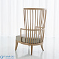 Spindle Wing Chair-Grey Leather Global Views кресло