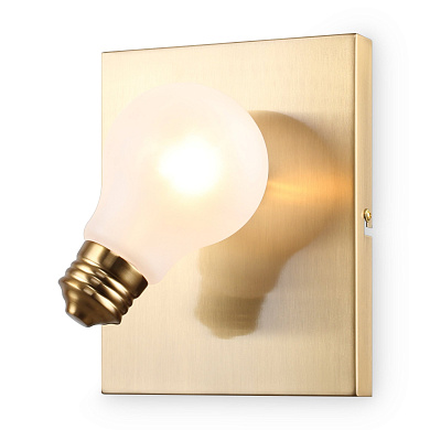 настенный светильник с открытой лампой на латунной пластине