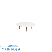 СТОЛ STYLETTO LOW LOUNGE Ø 120CM НОЖКИ ИЗ ТИКА, КЕРАМИЧЕСКАЯ СТОЛЕШНЯЯ БЕЛАЯ Royal Botania