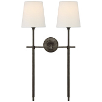 Bryant Large Double Tail Sconce бронза с льняными абажурами