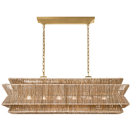 CHC5025AB/NAB Visual Comfort Antigua подвесной линейный светильник с прямоугольным ротанговым абажуром