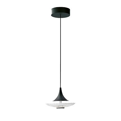 Подвесной светильник Favourite Wilet 4656-1P — чёрный подвес-конус с волнистым стеклом ручной работы