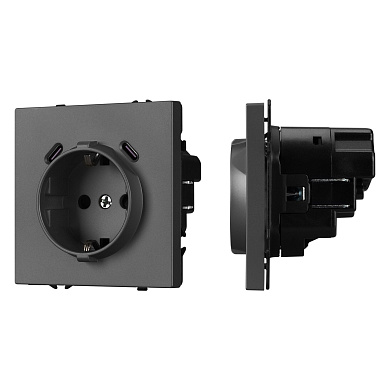 061816 Arlight Механизм розетки с USB зарядкой SCT-NOBE-MUCC-SFPL-GR (230 В, 16A)