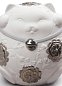 Фарфоровая статуэтка кота манэки-нэко с поднятыми лапами Maneki Neko II Lladro, серебряный люстр 01009073 — фото 1