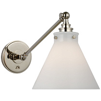 Parkington Single Library Wall Light полированный никель с белым стеклом
