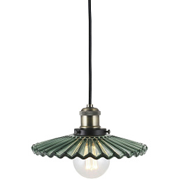 641303 Globen Lighting Cobbler подвесной светильник с гофрированным плафоном зелёного оттенка