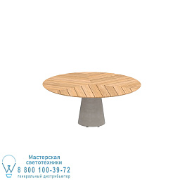 Conix table 160cm round low dining concrete & teak top Royal Botania Conix уличный стол