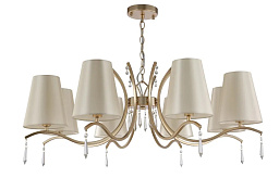 RENATA SP8 GOLD Crystal Lux Renata подвесная люстра с восемью рожками и текстильными абажурами светлого оттенка