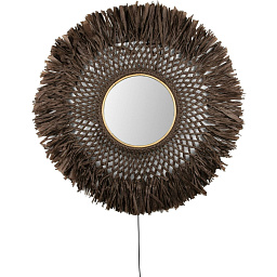 132706 Globen Lighting Boho настенный светильник с круглым зеркальным центром в коричневом корпусе