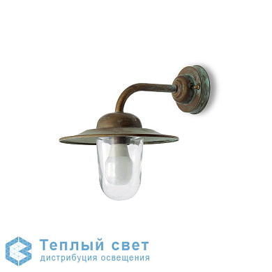 уличный настенный светильник с прямым кронштейном и цилиндрическим стеклянным плафоном