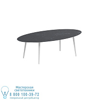 STYLETTO СТАНДАРТНЫЙ ОБЕДЕННЫЙ СТОЛ 250X130CM АЛЮМИНИЕВЫЕ НОЖКИ БЕЛАЯ КЕРАМИЧЕСКАЯ СТОЛЕШНИЦА NERO MARQUINA Royal Botania