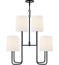 BBL5081C-L Visual Comfort Go lightly подвесная люстра с несколькими тканевыми абажурами на каркасе цвета угля