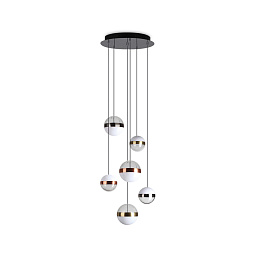 321172 Ideal lux Galaxy подвесной светильник с шестью шарами на подвесах из меди и никеля