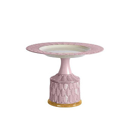 0007430-308 Villari Peacock подставка для торта с куполом из золота и лилового фарфора