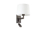 68492-01 ARTIS BRONZE WALL LAMP WITH READER WHITE LAMPSHADE настенный светильник Faro barcelona