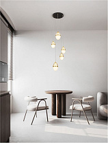 Opal & Cognac Glass Gold & Black Metal LED 59 Watt 230 Volt 3540Lm 3000K IP20 D:45 H:120cm