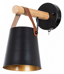 A7032AP-1BK Arte Lamp Thomas настенное бра с чёрным плафоном и деревянной деталью