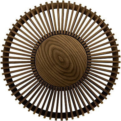 настенный светильник с круглой панелью из темного дерева