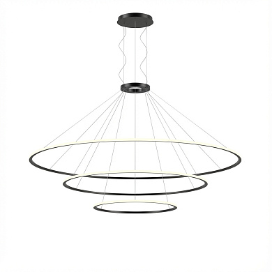 подвесная люстра с тремя кольцами чёрного цвета