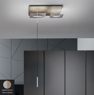 PETRA-S3AEOT Icone Petra SOSPENSIONE 41+13W 3000K ARGENTO ETRUSCO - OTTONE SA Одинарный подвес