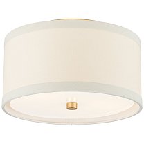 Walker Small Flush Mount позолота с кремовым льняным абажуром