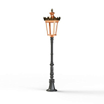 Louvre N° 8; one-piece clear glass Built-in LED 2700°K warm white 13W; Patined lacquered copper