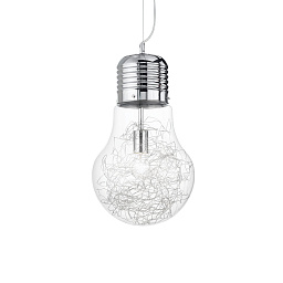 033662 Ideal lux Luce подвесной светильник в виде крупной прозрачной лампы с металлическим цоколем