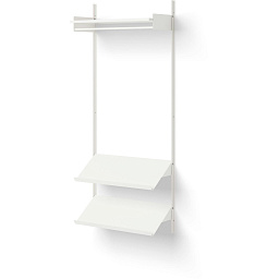 41973 New Works New Works Shelving System настенная система хранения с одной белой полкой и перекладиной для одежды