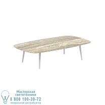 ВЫСОКИЙ СТОЛ STYLETTO ДЛЯ ГОСТИНОЙ 220x120CM АЛЮМИНИЕВЫЕ НОЖКИ БЕЛАЯ КЕРАМИЧЕСКАЯ СТОЛЕШНИЦА TRAVERTINO Royal Botania