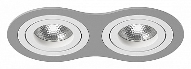 двойной встраиваемый потолочный светильник бело-серый