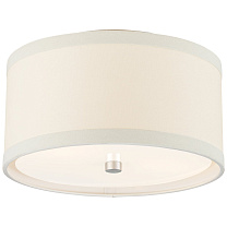 Walker Small Flush Mount патинированное серебряное покрытие с кремовым льняным абажуром