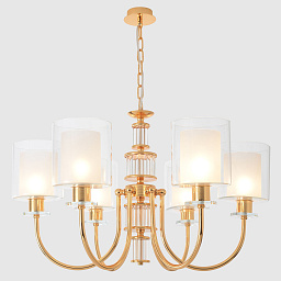 ELENA SP6 GOLD Crystal Lux ELENA потолочная люстра с шестью плафонами из стекла на золотом каркасе