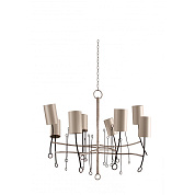 Short Lollipop Chandelier Scratched Silver with Fired Copper Porta Romana