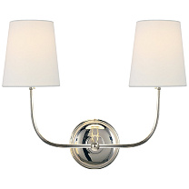 Vendome Double Sconce полированный никель с льняными абажурами