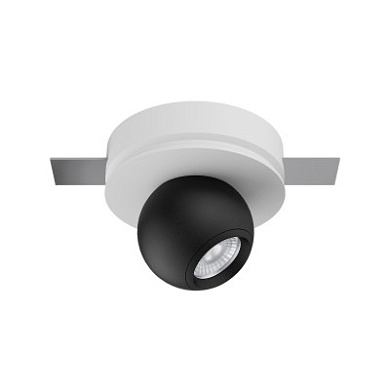 встраиваемый потолочный спот с чёрным корпусом и матовым рассеивателем