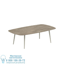 НИЗКИЙ ОБЕДЕННЫЙ СТОЛ STYLETTO 220x120CM АЛЮМИНИЕВЫЕ НОЖКИ ГРИБНАЯ КЕРАМИЧЕСКАЯ СТОЛЕШНИЦА TERRA SABBIA Royal Botania