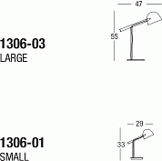 LABO large table lamp with base in black nickel metal or bronze and shade in borosilicate fumé glass