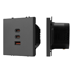 061837 Arlight Механизм розетки с быстрой USB зарядкой SCT-NOBE-MUACC-SFPL-FC-GR (65 Вт, QC3)