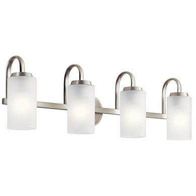 Kennewick 4 Light Vanity Light with Etched Glass Brushed Nickel настенный светильник 55088NI Kichler