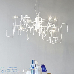 7081/12 MM lampadari Scarabocchio люстра с переплетёнными световыми трубками и глянцевым металлическим каркасом