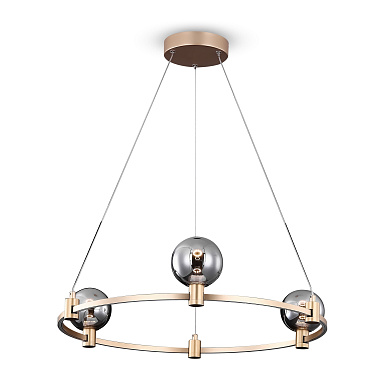 подвесной светильник кольцевого типа с шаровыми плафонами и золотистой отделкой