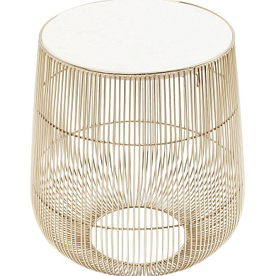 83736 Балка бокового стола из белого мрамора, латуни, Ø32 см Kare Design