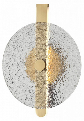 накладной настенный светильник с круглым стеклянным диском латунь