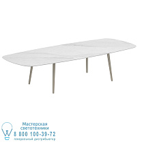 НИЗКИЙ ОБЕДЕННЫЙ СТОЛ STYLETTO 300X120CM, АЛЮМИНИЕВЫЕ НОЖКИ, ПЕСОЧНАЯ КЕРАМИЧЕСКАЯ СТОЛЕШНИЦА BIANCO STATUARIO Royal Botania