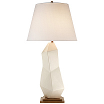 Bayliss Table Lamp керамика с белой кожей и льняным абажуром