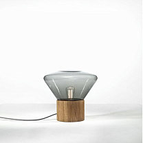 MUFFINS - lampe A poser/Pied chêne clair et diffuseur gris fumé