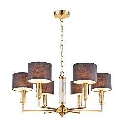 Подвесная люстра Favourite Laciness 2609-6P — подвесная люстра в золоте с шестью чёрными абажурами