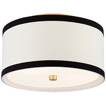 Walker Small Flush Mount золото с кремовым льняным абажуром и черной окантовкой
